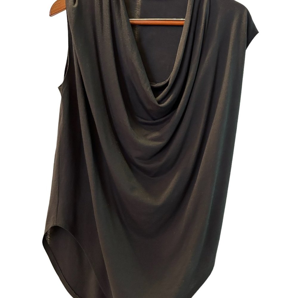 Helmut Lang Top, Black with Capped Sleeve, Size P